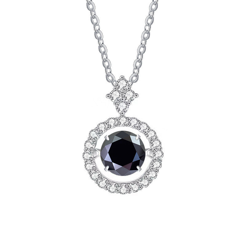 Live Hot S925 Sterling Silver Pulsatile Heart Moissanite Pendant Female Light-chasing Smart Clavicle Chain Moissanite Necklace