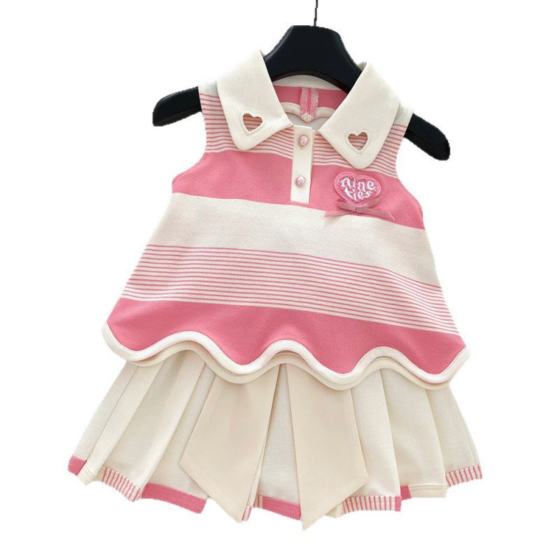 Korean-style Top And Skirt Set For Girls