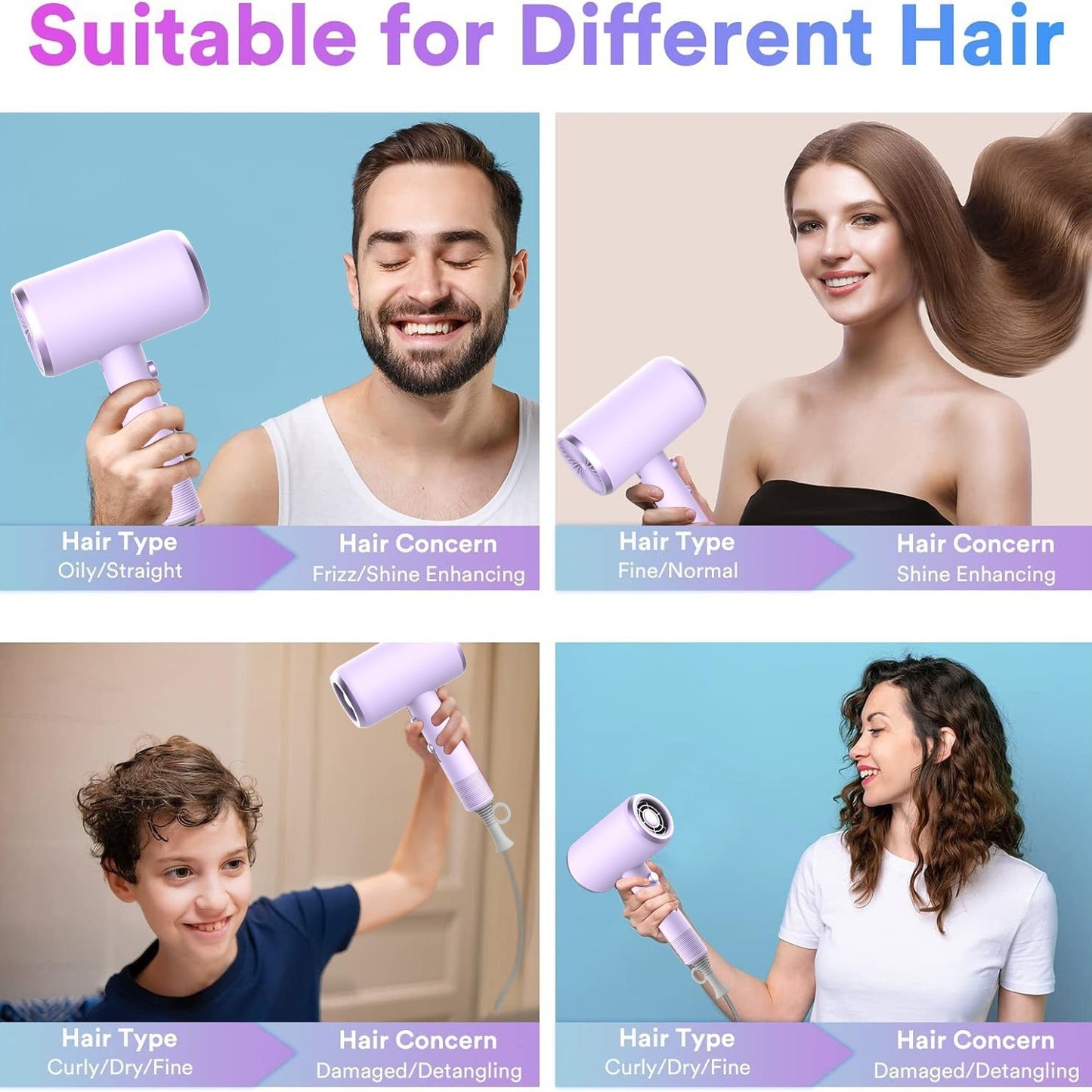 Hair Dryer With Negative Ions Offering Both Hot And Cool Air Settings