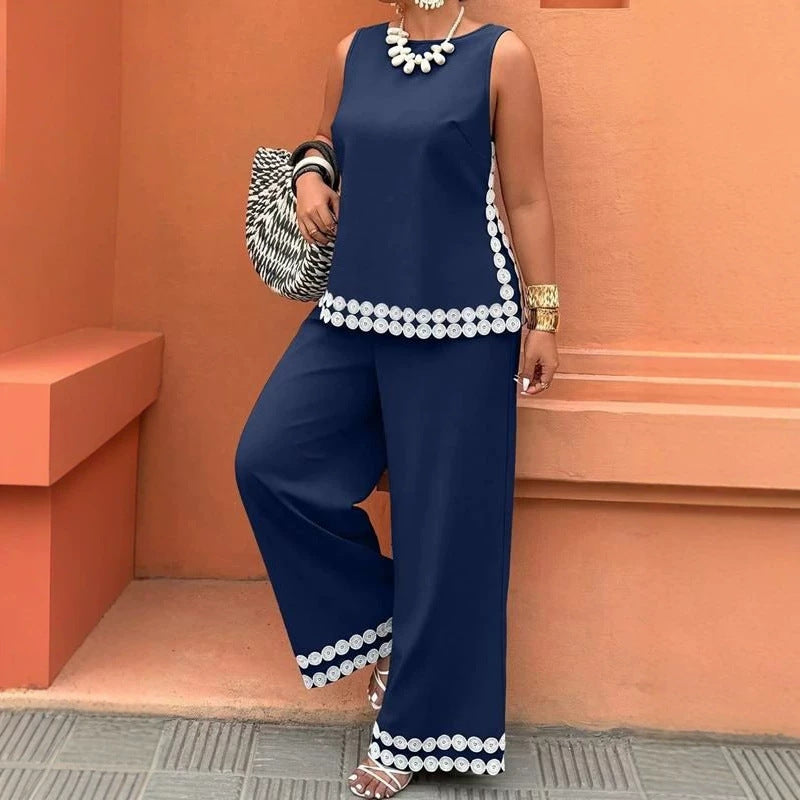 Womens Fashion Casual Wide-leg Pants Set