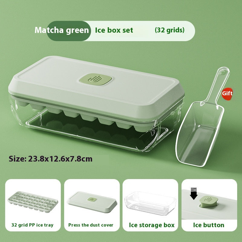 32 Grid Silicone Ice Cube Tray Mould With Lid Shovel Storage Box Remove With One Click Ice Maker DIY Whiskey Cocktail Tools Summer Kitchen Gadgets