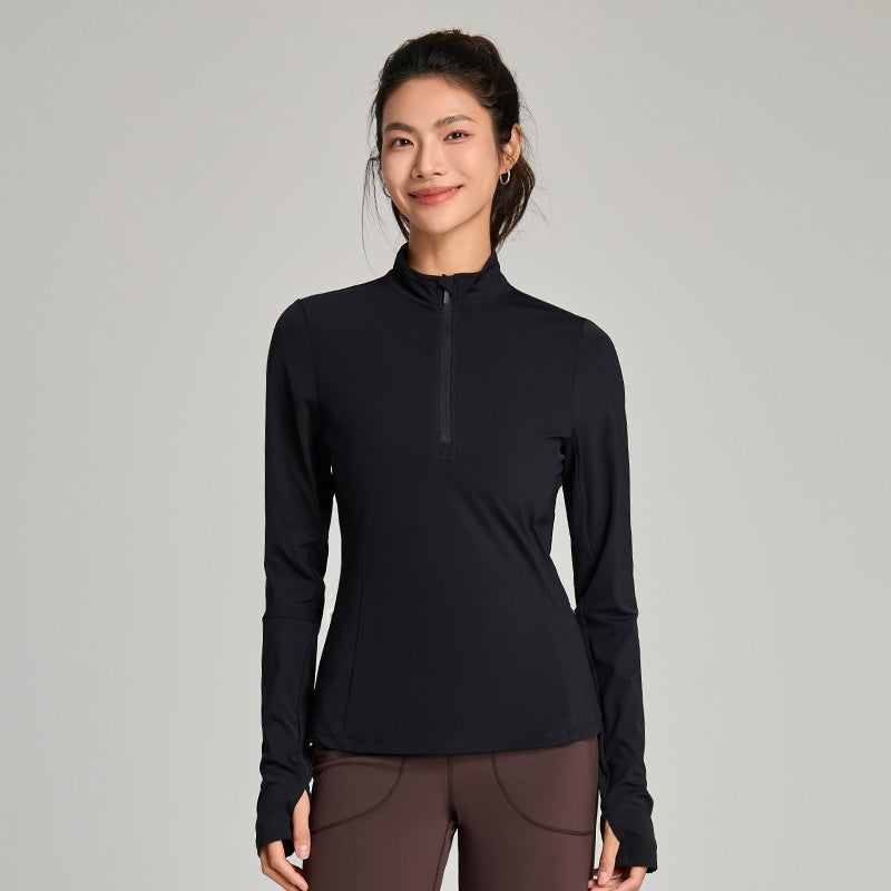 Cloud-feel Casual Jacket With A Half-zip Chic Quick-drying Stand-collar Fitness Top