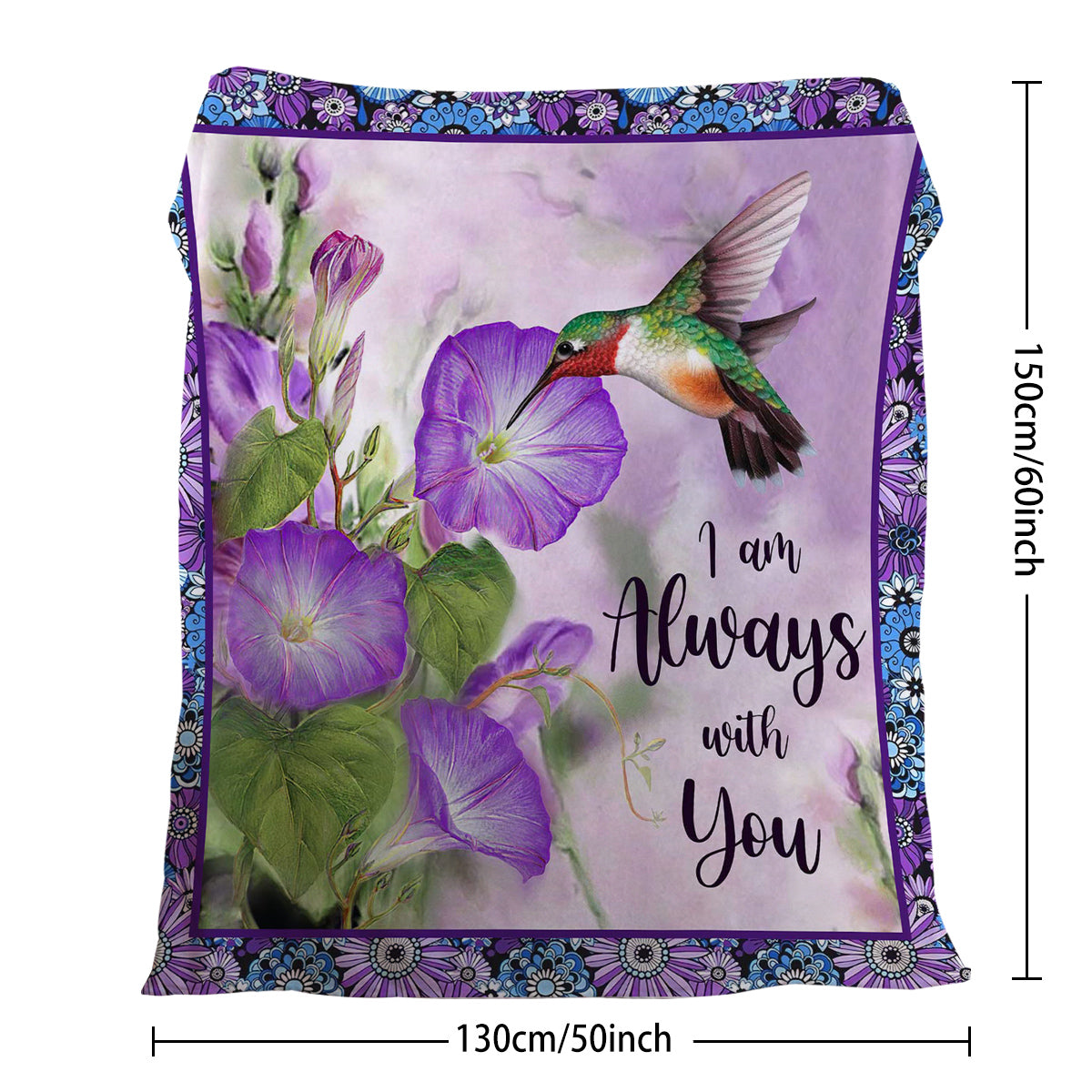 1pc Purple Morning Glory Hummingbird Print Flannel Blanket, Comfortable And Warm Home Throw For Bed, Sofa, Camping, And Multi-Scene Use With Seasonal Versatility