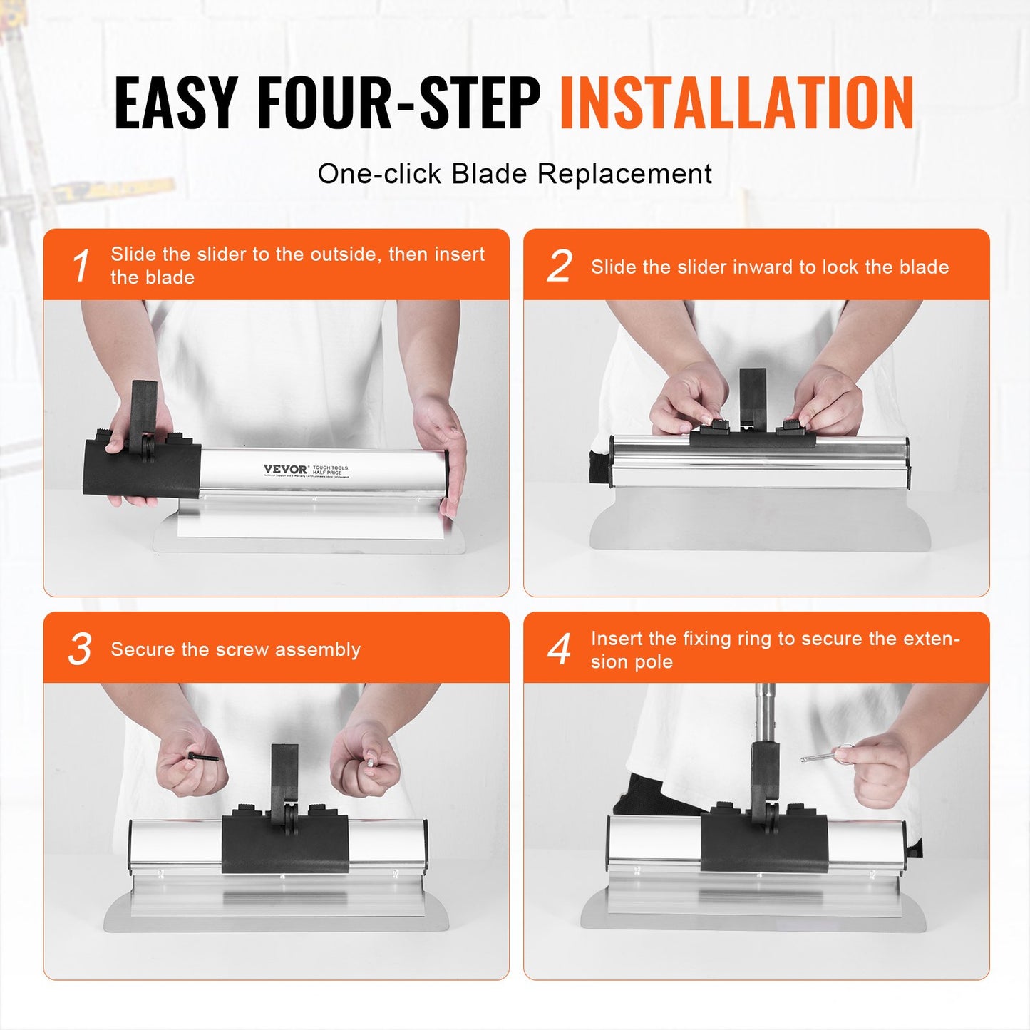 Drywall Skimming Blade Set, 7/10/14/16/24 In Skimming Blades + 34 - 81.6 In Extension Handle Pole, Stainless Steel Knife Professional Skim Coat Tools, For Gyprock/WallBoard/Plasterboard