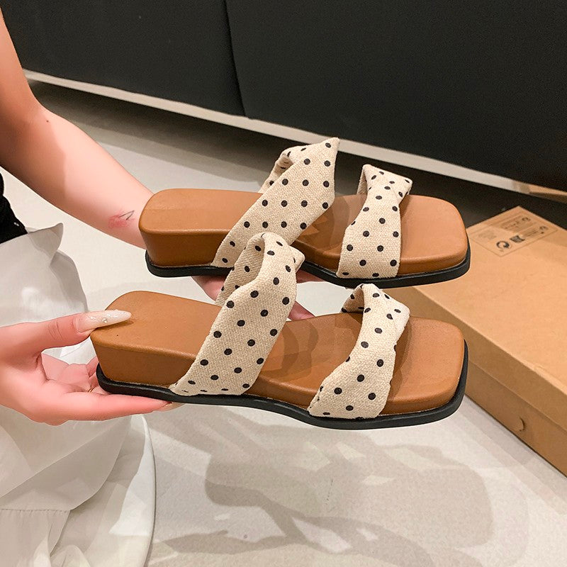 French Casual Platform Wedge Slide Sandals For Women, 2026 New Summer Outdoor One-Strap Slippers, Matching Dresses