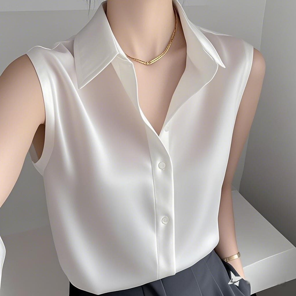 New Summer Korean-style Sleeveless Polo-neck Shirt