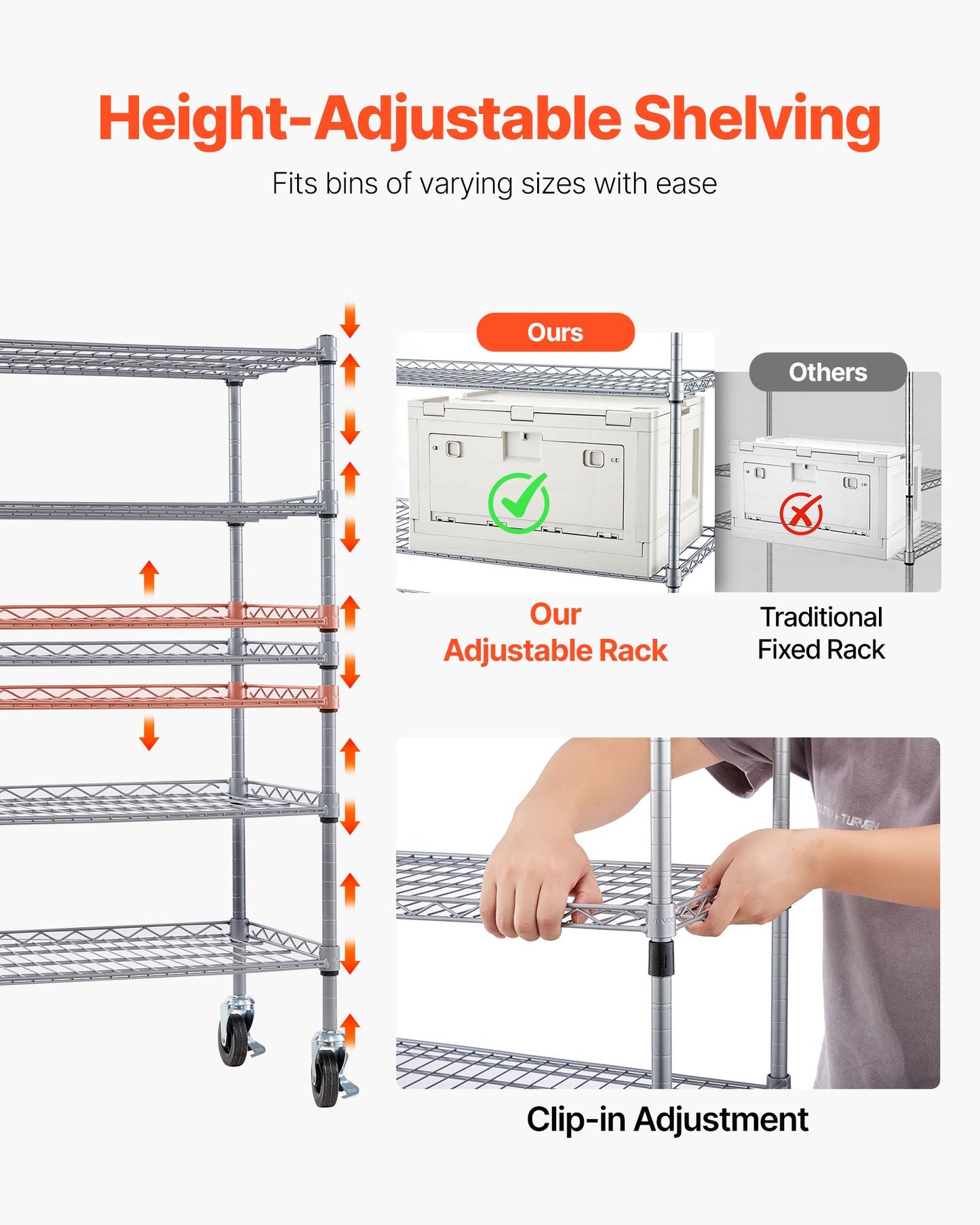 5-Tier Rolling Bin Storage Rack, 16 Organizer Bins, Bin Rack Storage Steel Wire Shelving System With Wheels, Mobile Tool Organizer For Garage, Warehouse, Office, Restaurant, Classroom, Kitchen