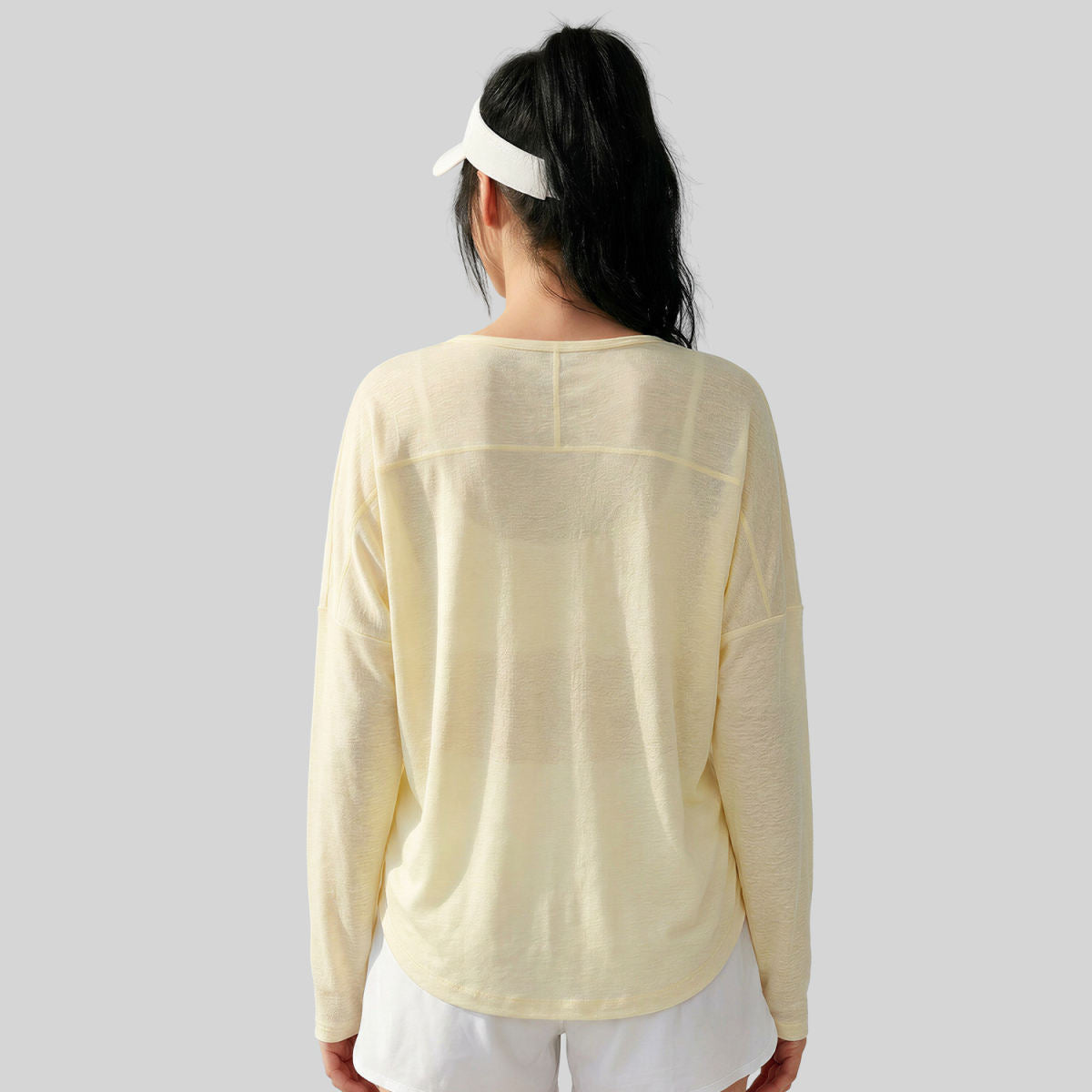 Womens Long-Sleeve Yoga Top With Side-Waist Drawstring