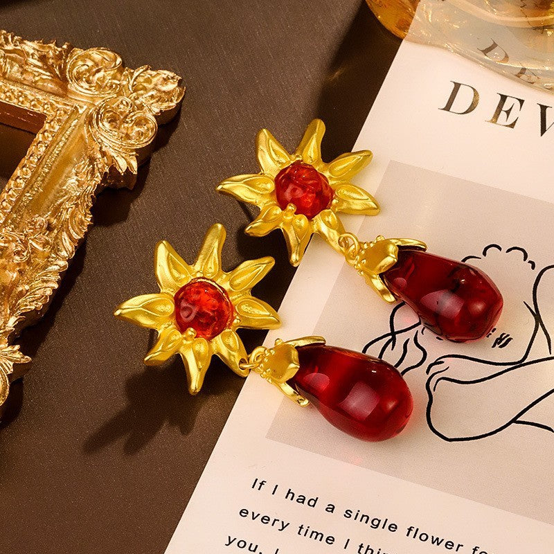 S925 Silver Needle Retro Style Enamel Earrings For Women Colorful Crystal Stud Earrings Fine Jewelry Gift