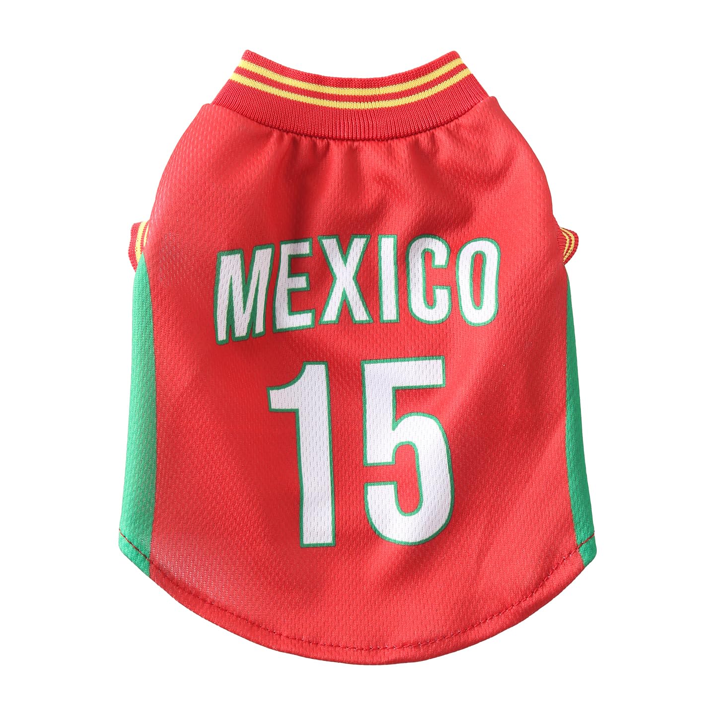 Mexico Pet Dog Jersey Costume, Summer Cooling Mesh Fabric, Soccer Sportswear Team Jersey, Lightweight Football Casual Clothes For Small Dogs