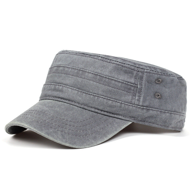 Spring And Summer Men's Solid-color, Washed-out, Retro Wide-brimmed, Simple And Fashionable Casual Flat-top Baseball Cap, Suitable For Outdoor Sports, Daily Commuting.