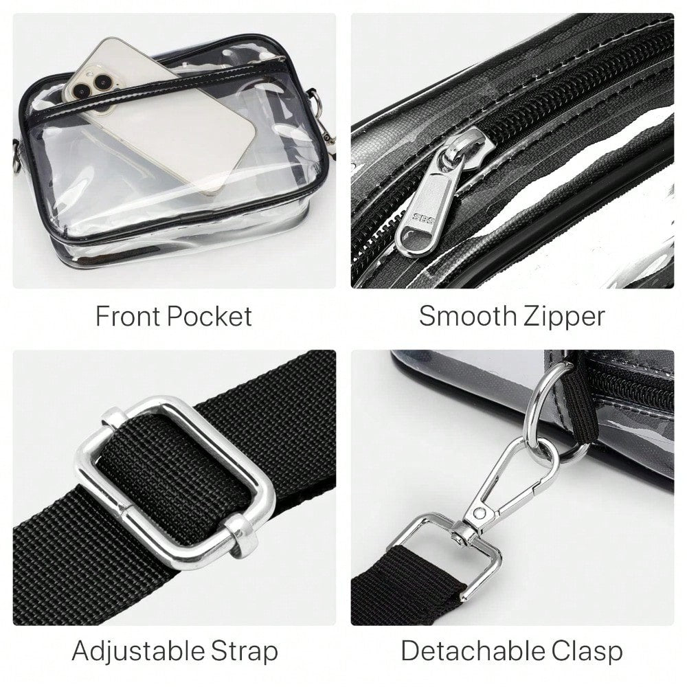 Clear Purse Stadium Transparent Messenger Bag Stadium Approved For Men And Women Clear CrossBody Bag, Clear Bag, Purse, Black Purse, Carteras Para Mujer, Summer, Valentine's Day Gifts, Romantic Gifts