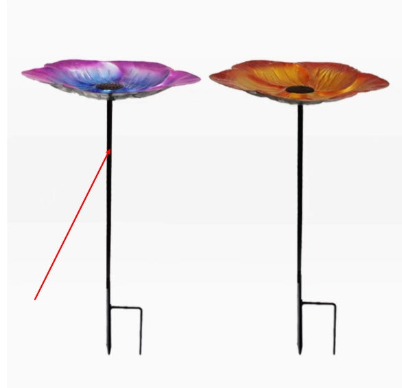 Ground-mounted Metal Flower Bird Bath Shepherds Hook Bird Feeder