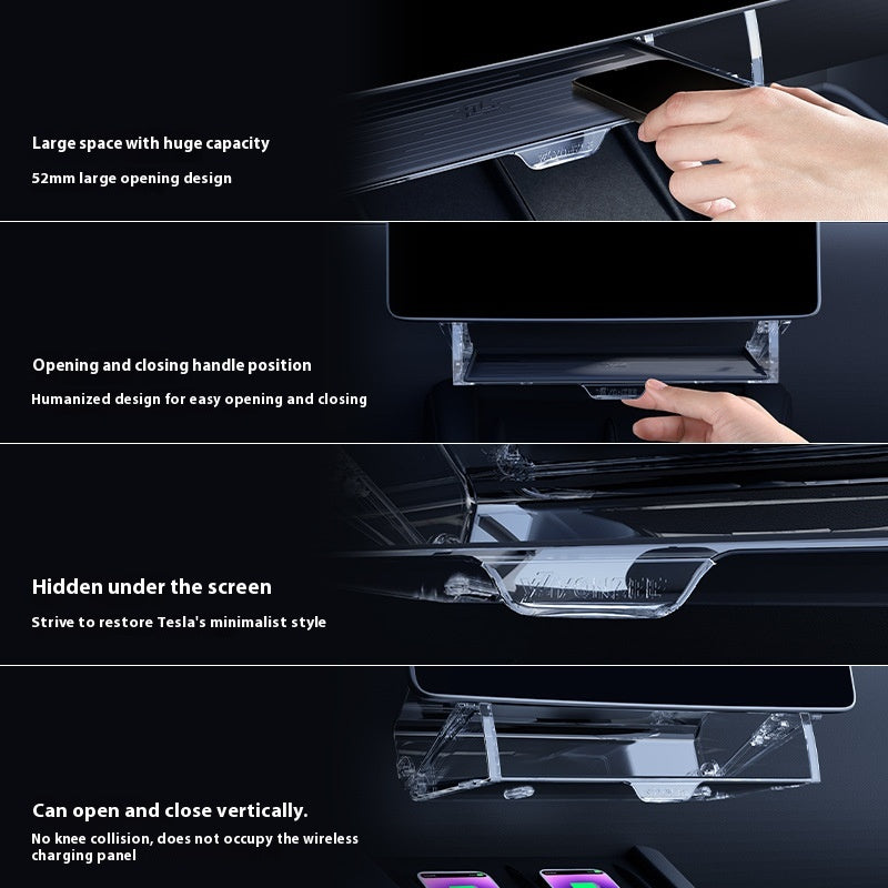 Center Console Screen Lower Storage Box ETC Non-slip Storage Compartment Accessories