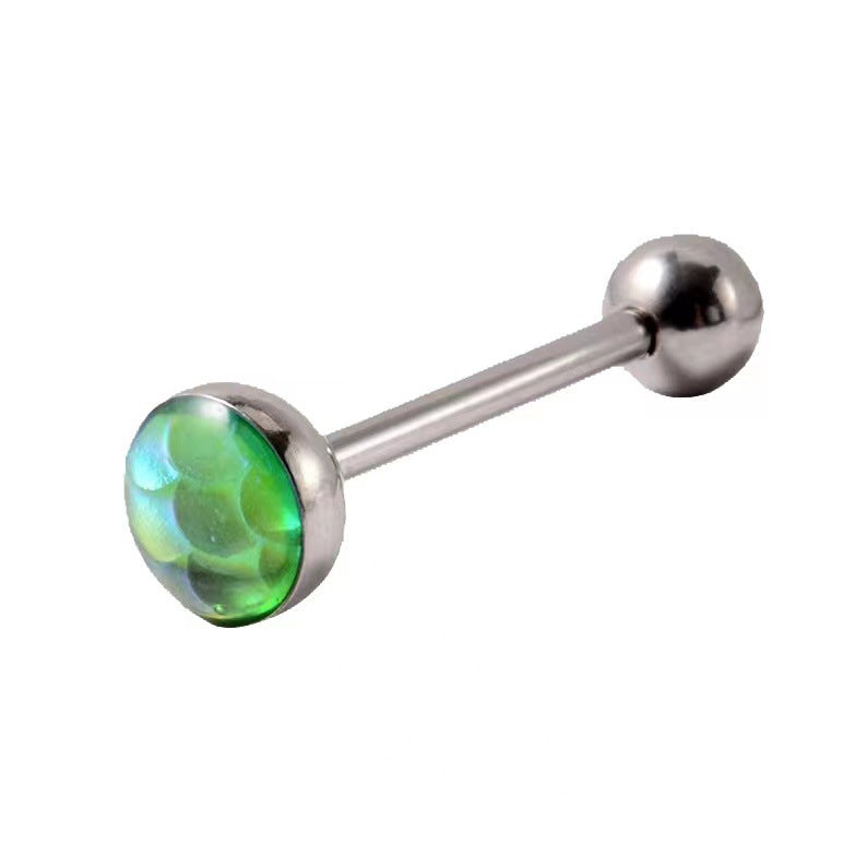 Beauty Fish Scale Dripping Oil Tongue Nail Gradient Colorful Scale Tongue Ring Stainless Steel Body Piercing Jewelry