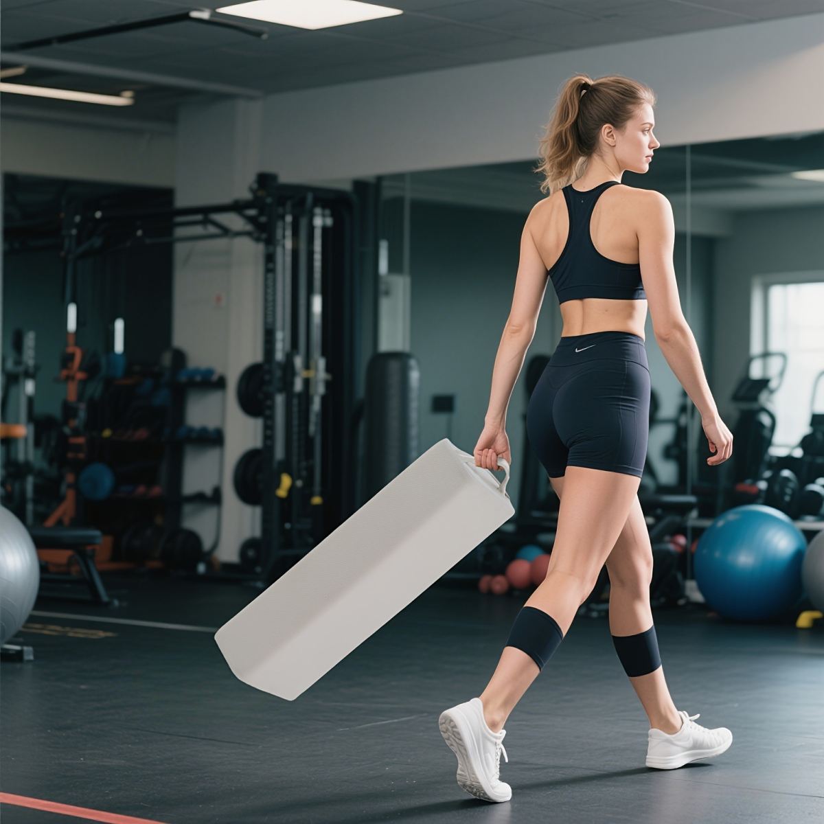 High-resilience Multi-functional Yoga Pillow With A Handle Made From Breathable Fabric