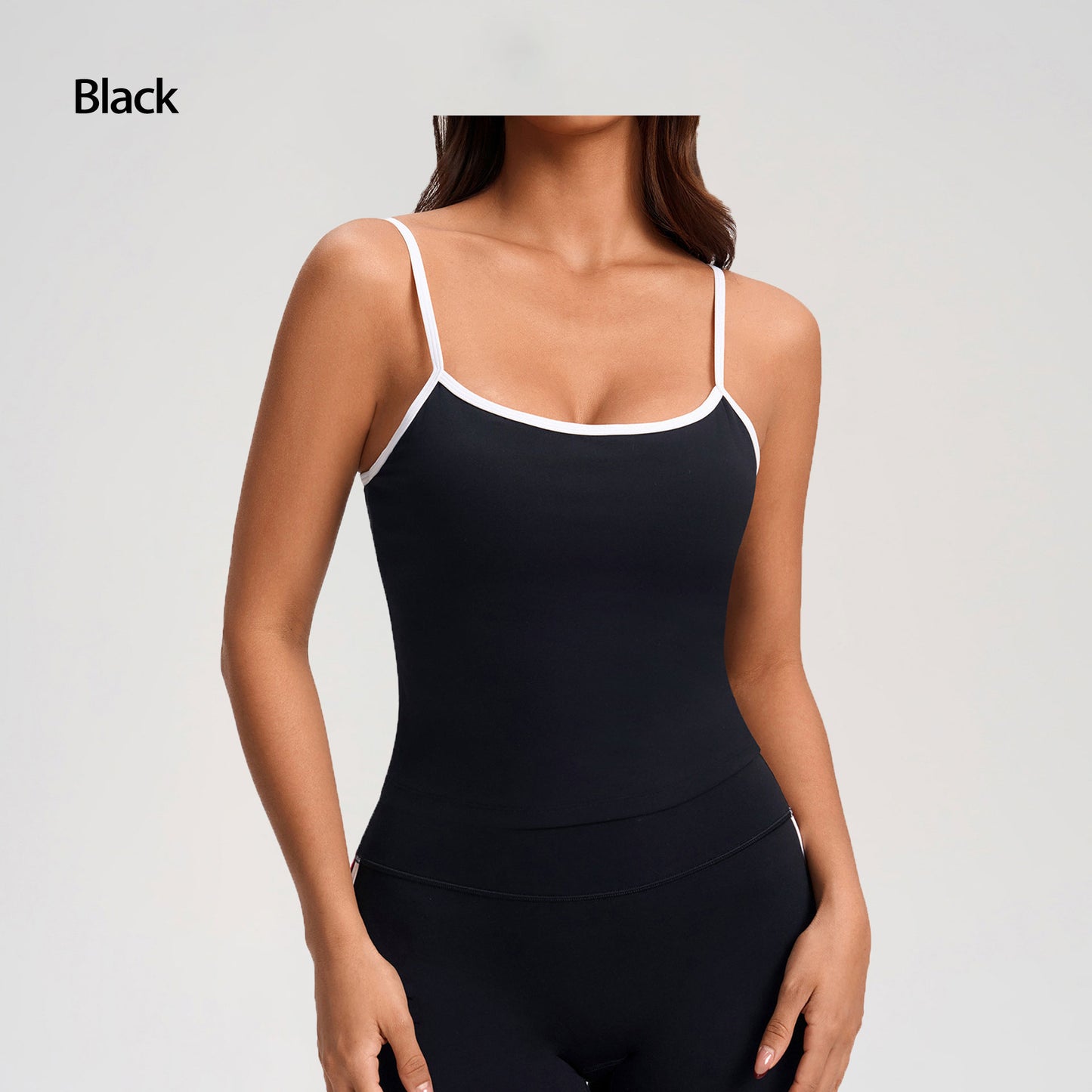 Uropean And American Fashion Color-block Sports Bra With Padding, Women's Backless Workout Tank Top With Built-in Bra