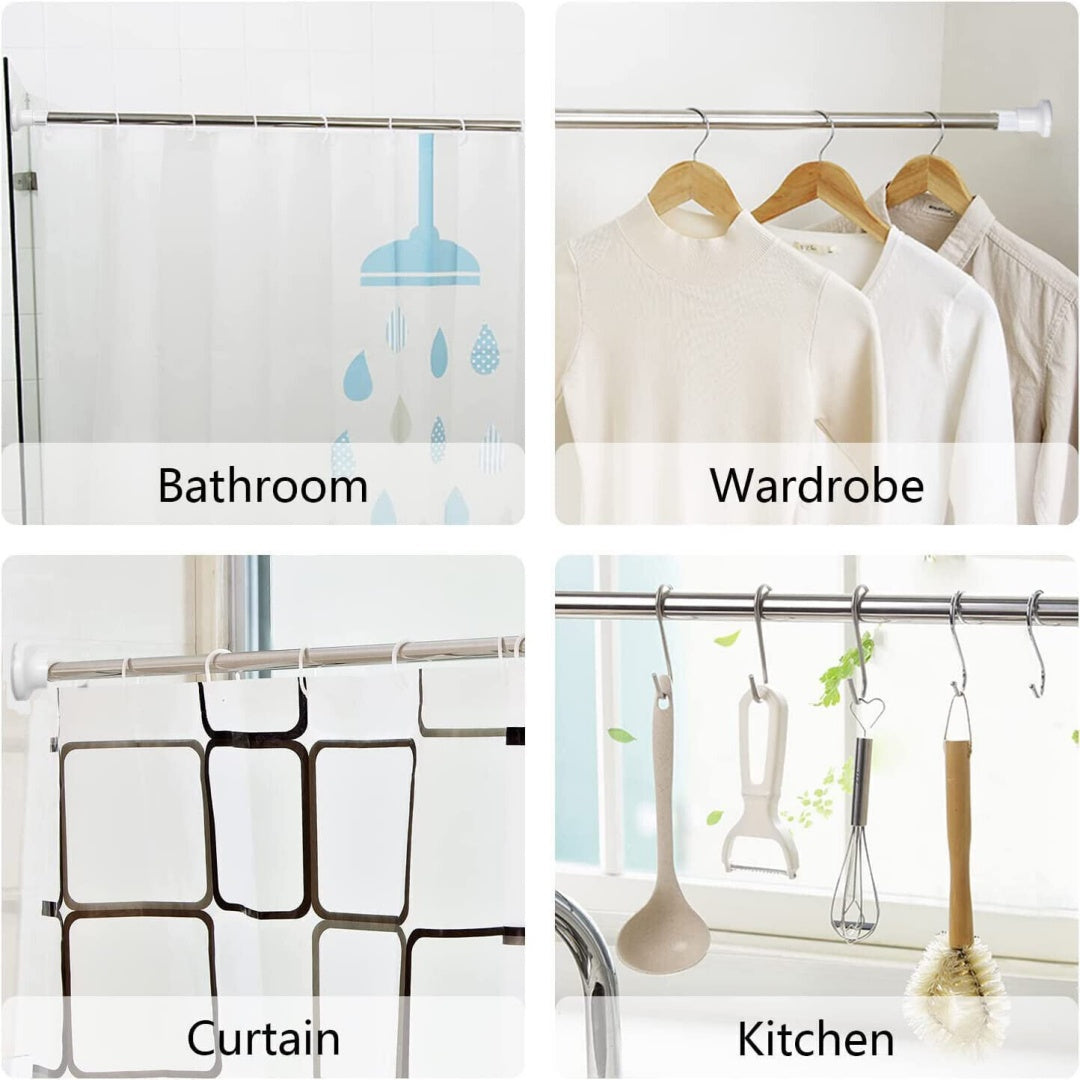 Heavy Duty Extendable Telescopic Shower Curtain Pole Rail Rod Bath Door Window-110