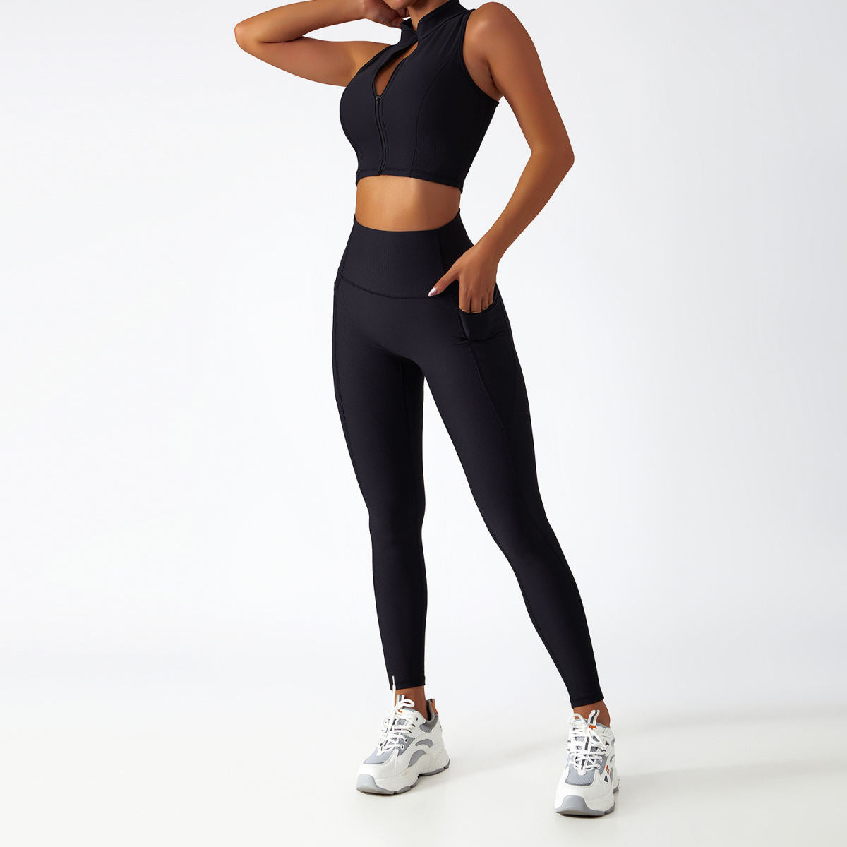 Breathable Zipper Long Sleeve Yoga Suit