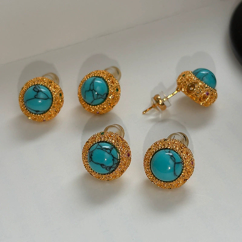 Turquoise Stud Earrings Vintage Ear Accessories