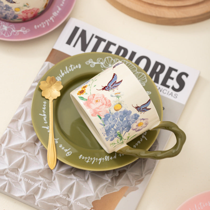 Butterfly Coffee Cup And Saucer Gift Set Ceramic Mug