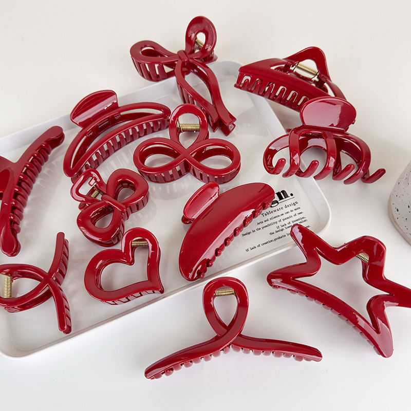 Festive Red Geometric All-match Grip Back Head Updo Hair Accessories