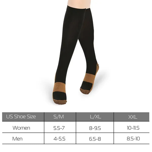 Unisex Copper Compression Socks Women Man Durable Hose Graduated Support Socks For Running Nursing Shin Splints Edema Swelling Recovery