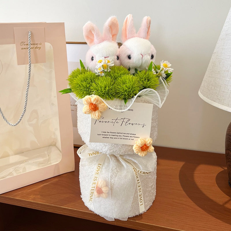 Internet-famous Rabbit Eating Grass Plush Bouquet Gift