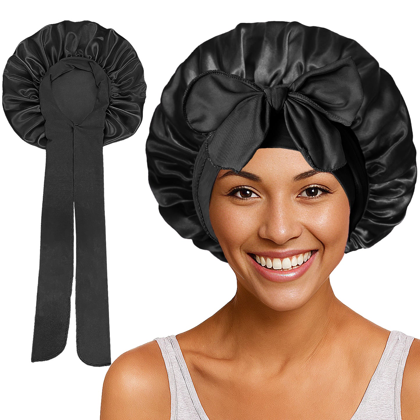 Double-layer Satin Ribbon Bowknot Artificial Silk Beauty Toupee
