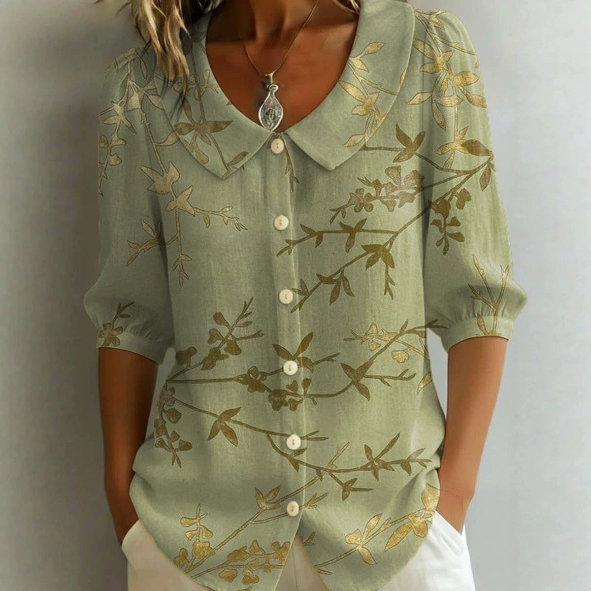 Womens Casual Fashion Printed Short-sleeve Top