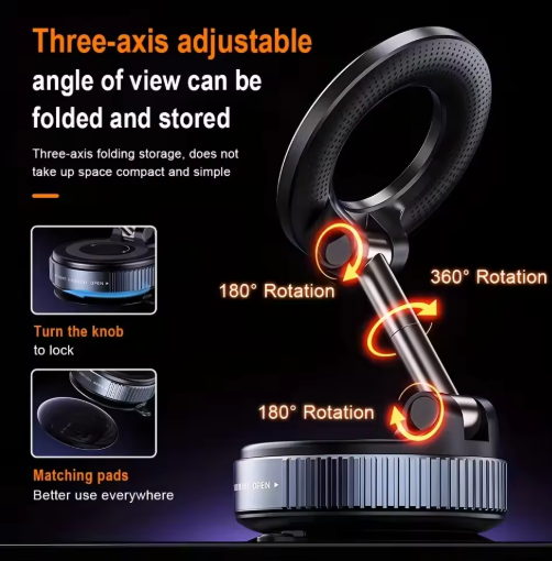 2026 NEW CAR Phone Magnetic Stand Multi Functional Vacuum Adsorption Stretching And Folding 360 Rotate Navigation Stand