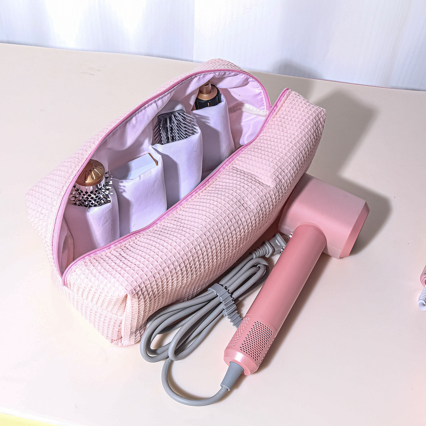 Simple Cotton-Lined Large Capacity Hair Dryer Storage Bag For Makeup