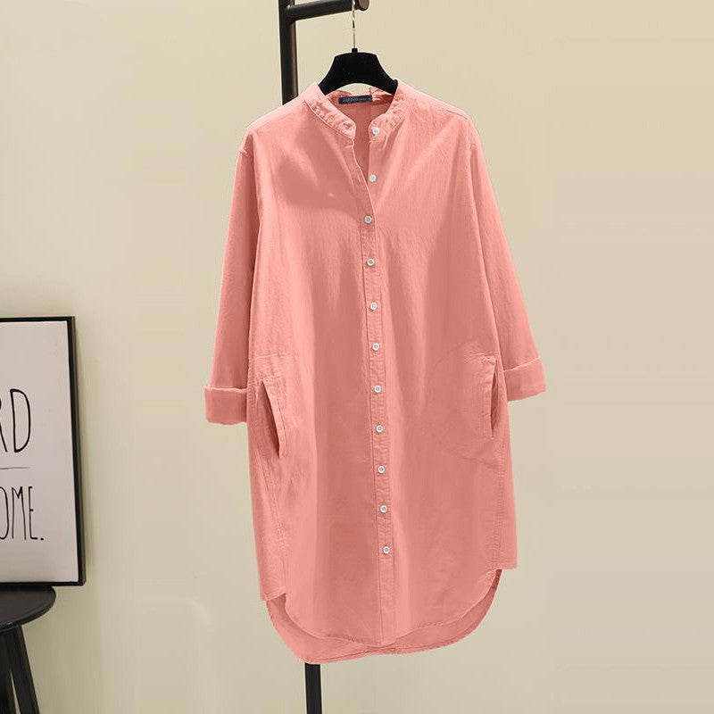 Korean-style Loose-fitting Mid-length Womens Shirt