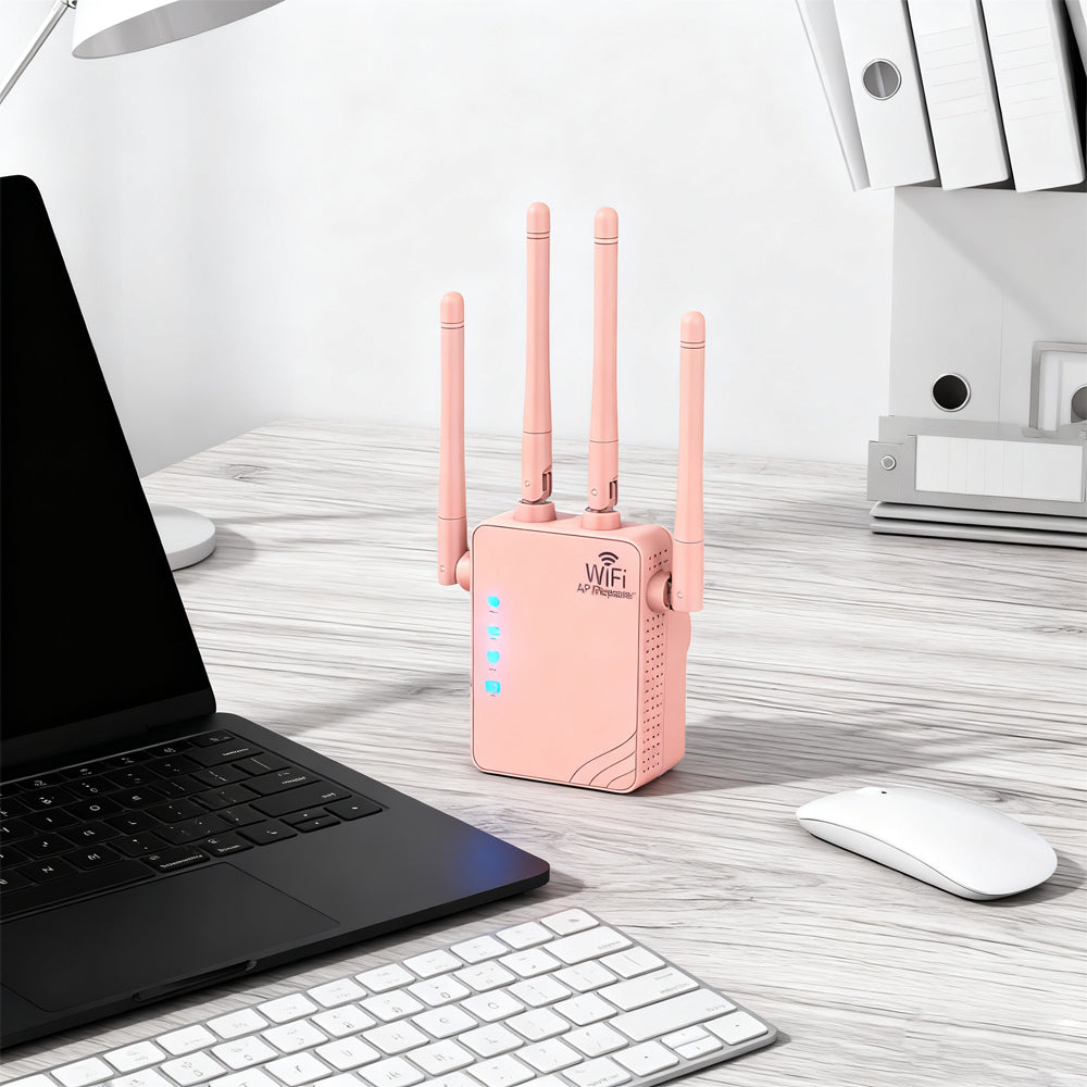 Yellow .300Mbps 1200Mbps WiFi Repeater2.4GHz 2.4GHz5GHz Single-Band DualBand WiFi Extender Booster, 4 Antenna, AP Repeater Mode, For Home And Office, Anyroom, White Black PinkChristmas Gifts