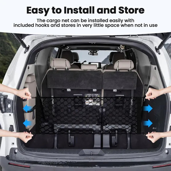 Trunk Cargo Net For Toyota Sienna 2021-2024 2025 Accessories Envelope Style Mesh Trunk Net Organizer And Storage Stretchable Adjustable Elastic Nylon Rear Cargo Netting With Hooks