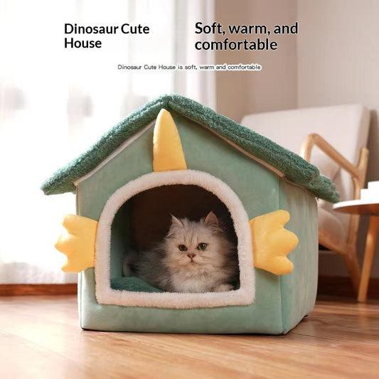 Winter Semi-Enclosed Warm Pet Bed