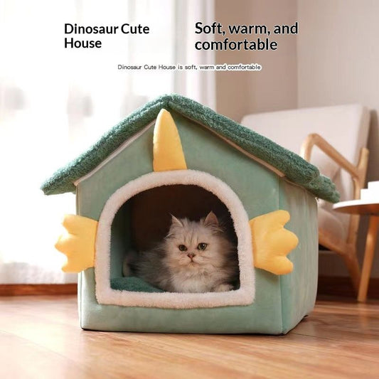 Winter Semi-Enclosed Warm Pet Bed