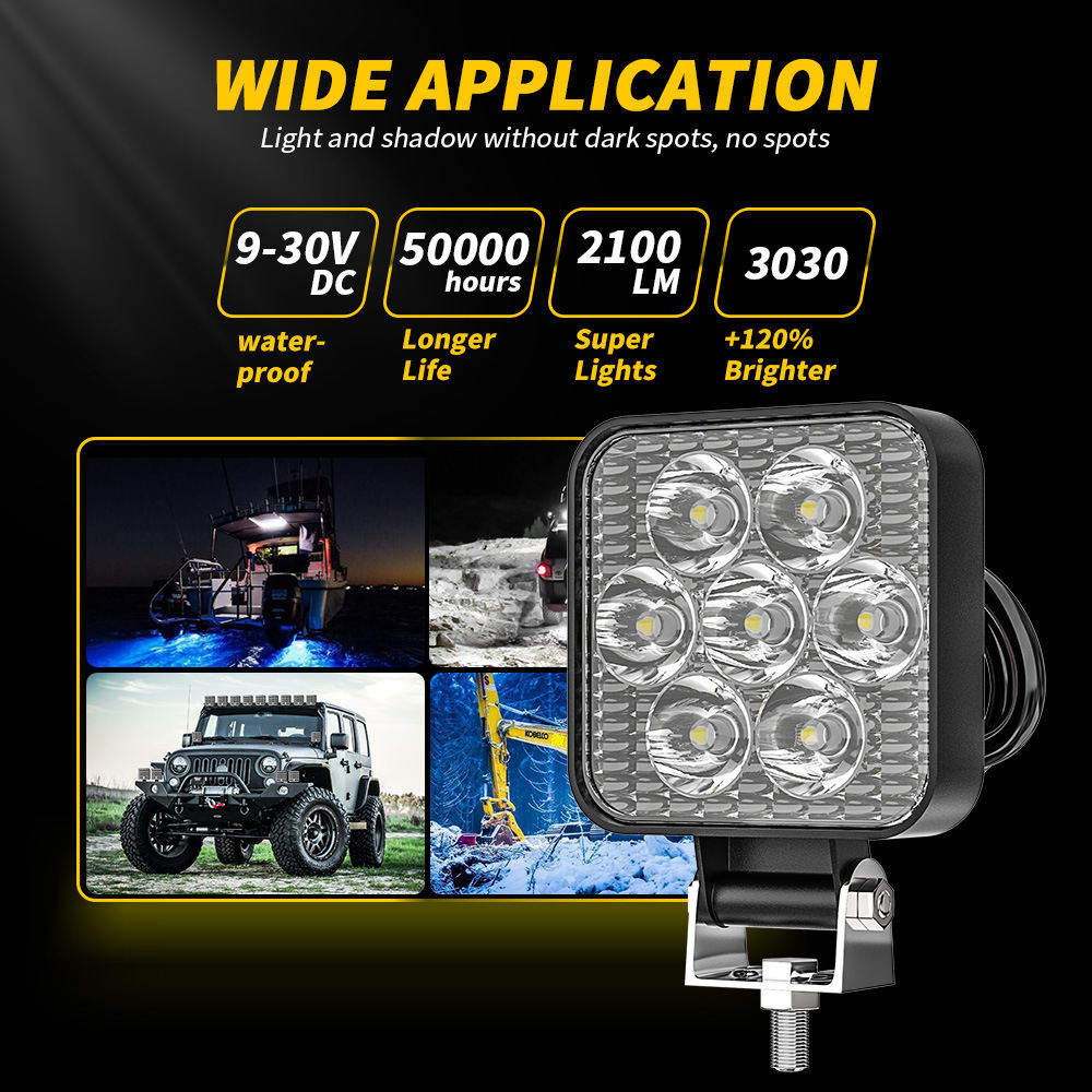 Automotive LED Work Light, 2.5-inch Round Square Forklift Light, Spotlight Engineering, Agricultural Machinery Auxiliary Lighting