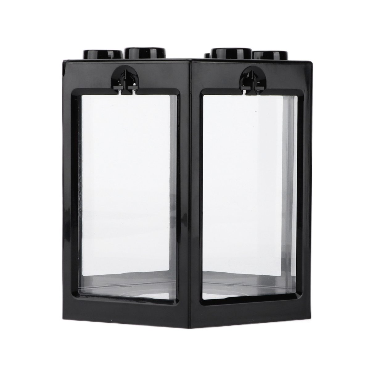 Small Fish Tank Hex Shape Superimposable Portable Mini Aquarium Tank For Office DecorationBlack