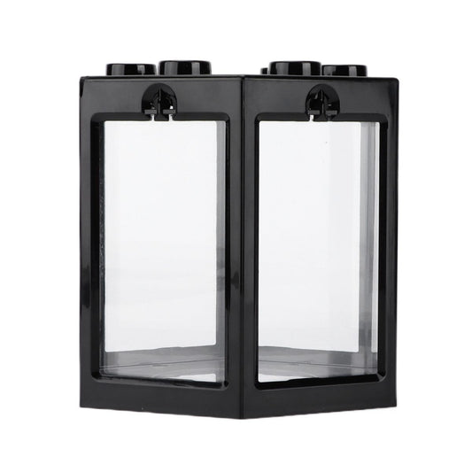 Small Fish Tank Hex Shape Superimposable Portable Mini Aquarium Tank For Office DecorationBlack