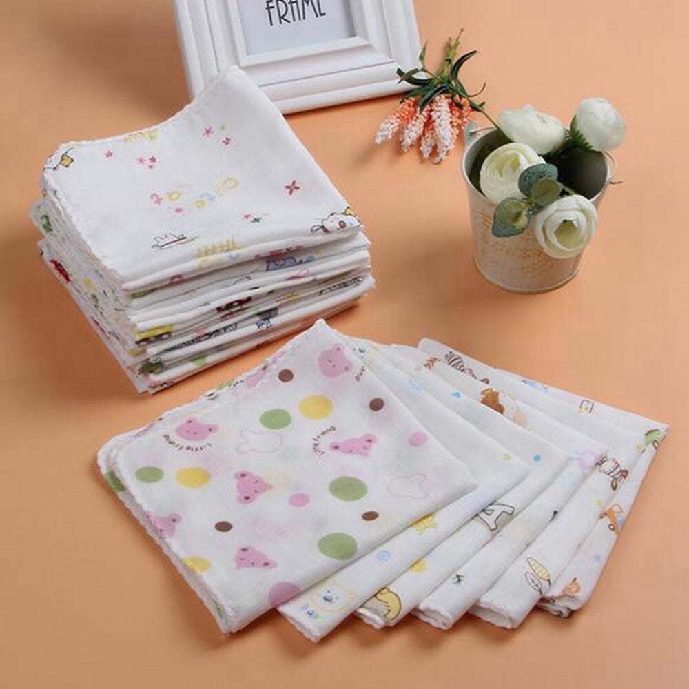 10 X Baby Gauze Muslin Square Newborn Cotton Bath Wash Soft Handkerchief