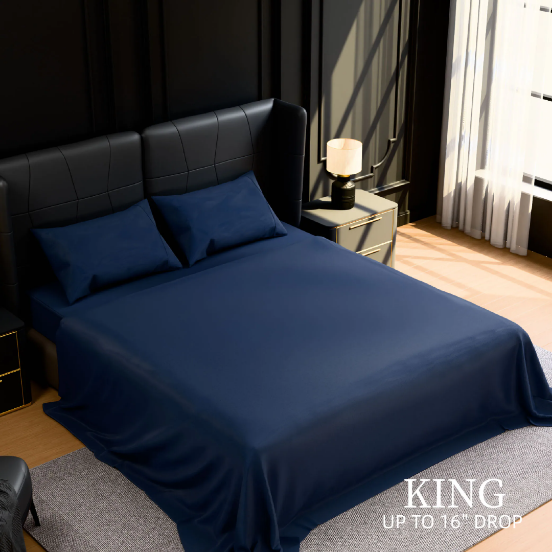 Bedding King Bed Sheets Set - 4 Piece Bedding - Brushed Microfiber - Shrinkage And Fade Resistant - Easy Care King, Navy Blue