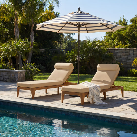TOPMAX Acacia Wood Chaise Lounge, Outdoor Sun Lounge Chair, Patio Recliner With Adjustable Backrest And Head Pillow For Poolside, Backyard, Garden, Indoor&Outdoor, Set Of 2, Coffee Brown