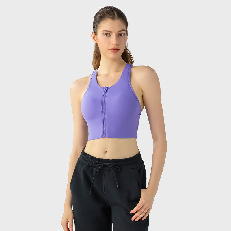 Explosion-proof Front Zipper One-piece Fixed Yoga Bra Top