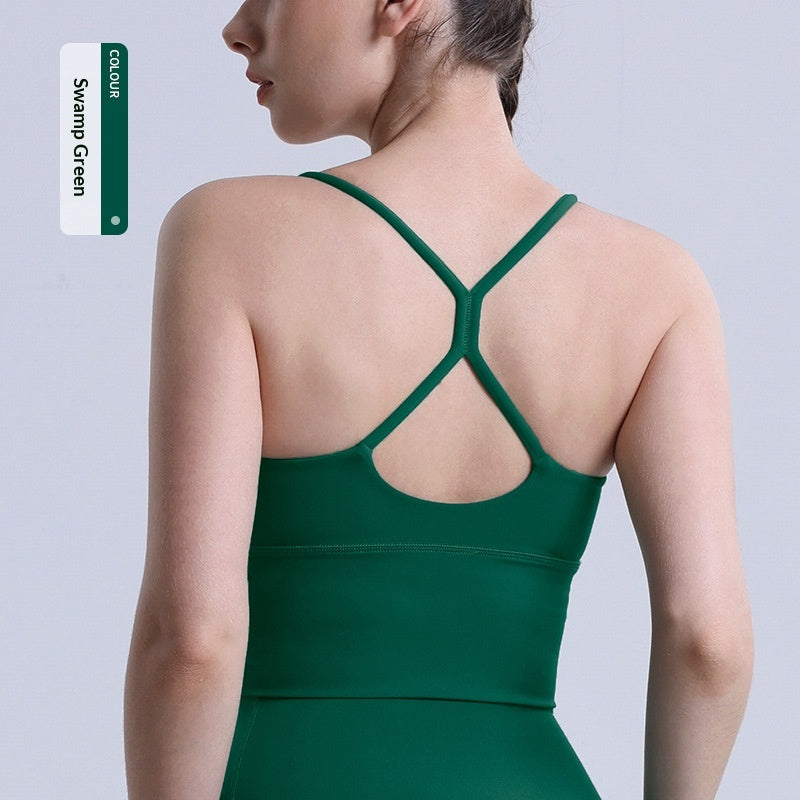 Yoga Tank Top Sports Crisscross Back Design Tummy-control Underwear Fitness Camisole