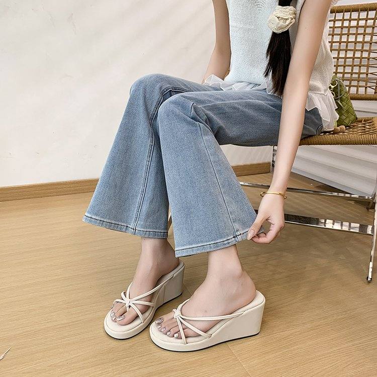 2026 Summer New Korean Casual Women's Wedge Slides, Anti-slip Fashion Sandals For Teen Girls, Perfect To Match Dresses