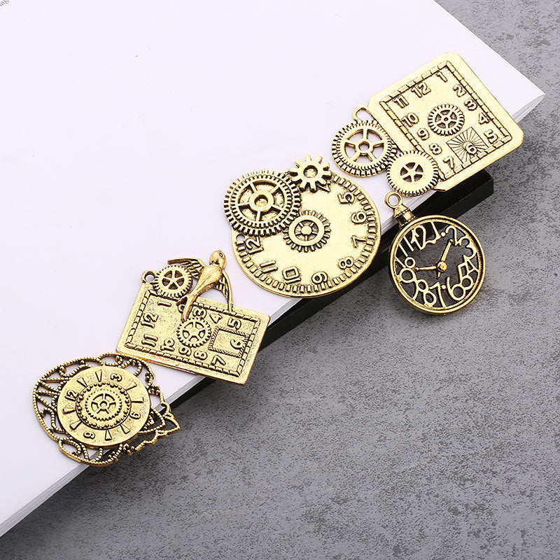 Retro Plated Metal Mixed-Style Punk Gear Clock Jewelry Accessories