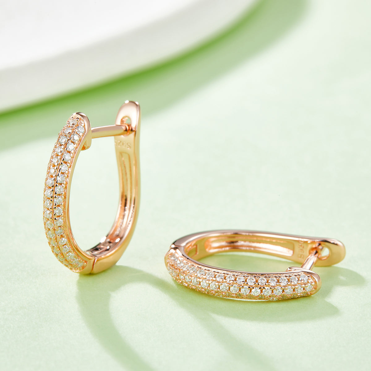 S925 Sterling Silver 98pcs Moissanite Huggie Hoop Earrings For Women 16mm Platinum Plated GRA Certified Gift Box Hypoallergenic 3 Colors