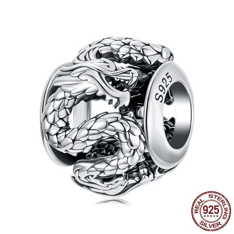 Chinese Style Flying Dragon Diy Accessories S925 Sterling Silver Mysterious Lucky Beads