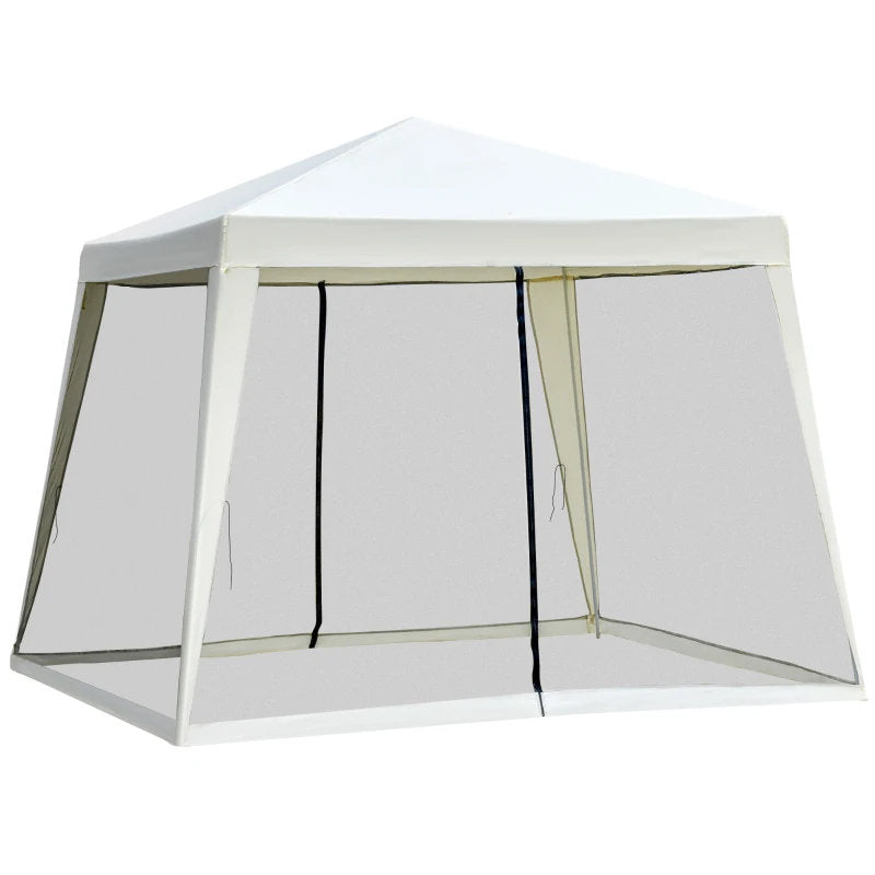 10'x10' Outdoor Party Tent Canopy With Mesh Sidewalls, Patio Gazebo Sun Shade Screen Shelter,